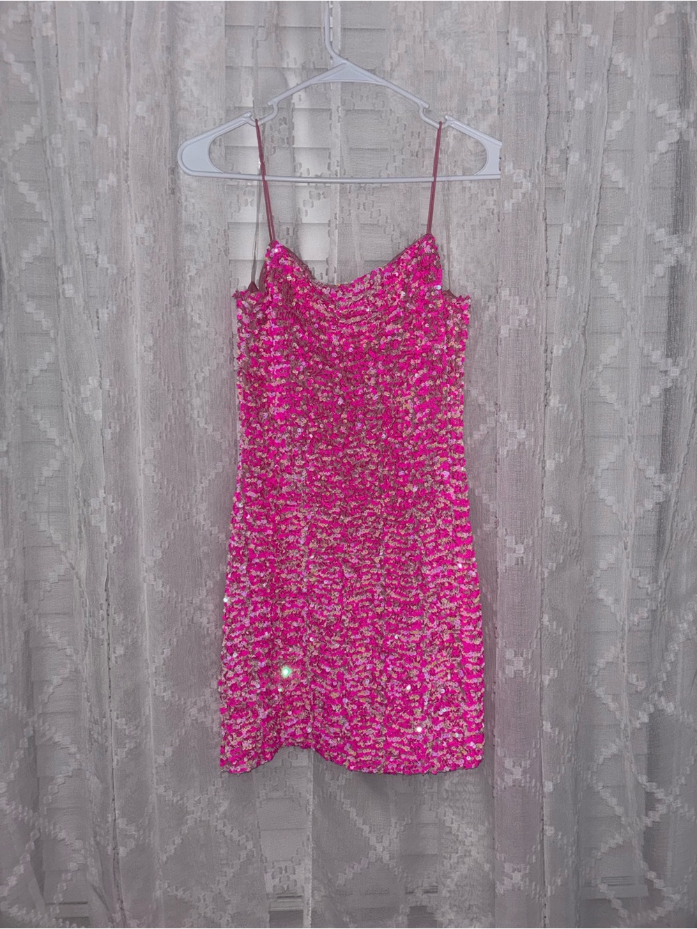 Pink Sequin Mini Party Dress
